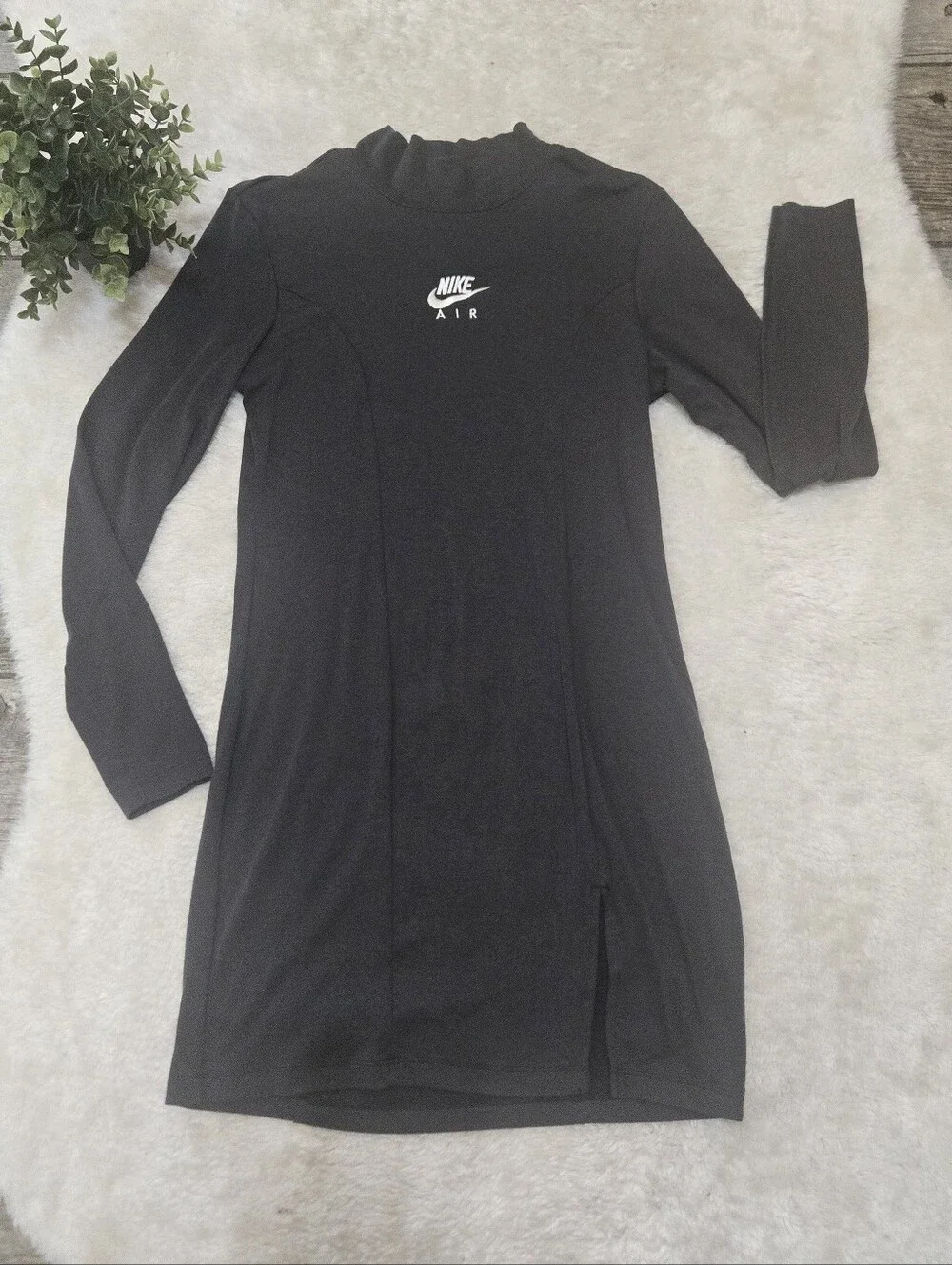 Nike Air Mock Neck Long Sleeve Streetwear Sporty Athleisure Bodycon Dress, M